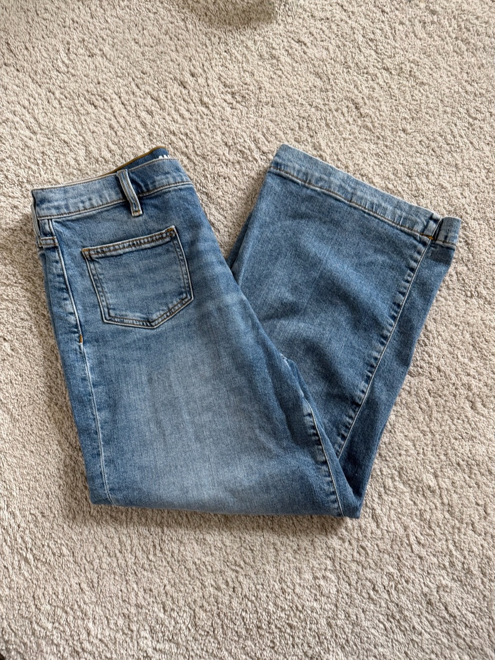 Lands' End Blue Denim Wide Leg Patch Pocket Jeans